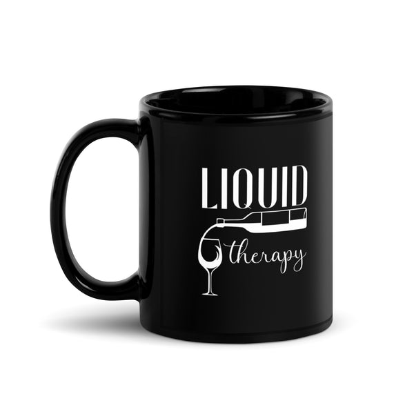 "Liquid Therapy" Black Glossy Mug