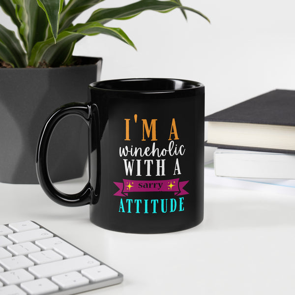 "I'm A Wineholic" Black Glossy Mug