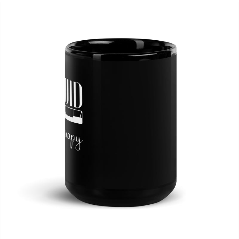 "Liquid Therapy" Black Glossy Mug