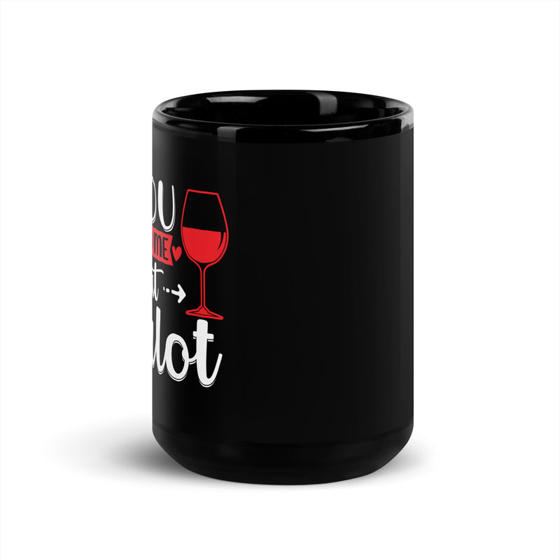 Taza negra brillante "Me tuviste en Merlot"