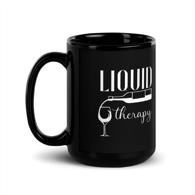 "Liquid Therapy" Black Glossy Mug