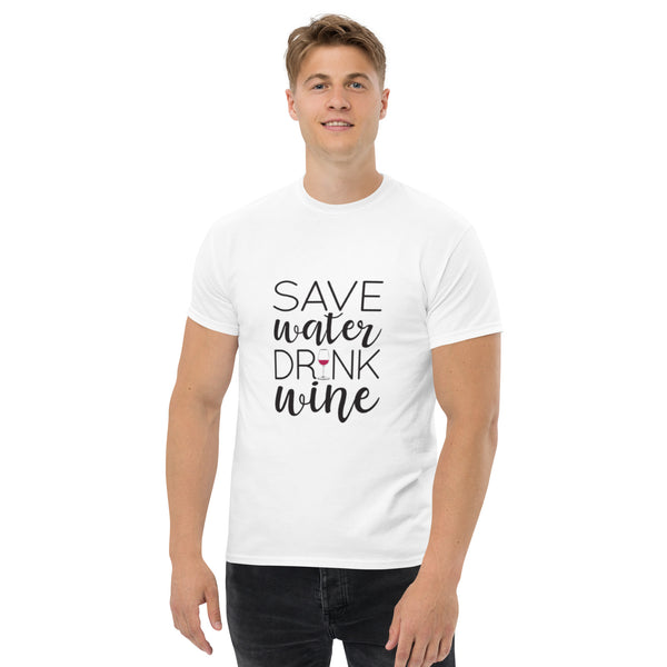 Camiseta clásica de hombre "Ahorra agua, bebe vino"