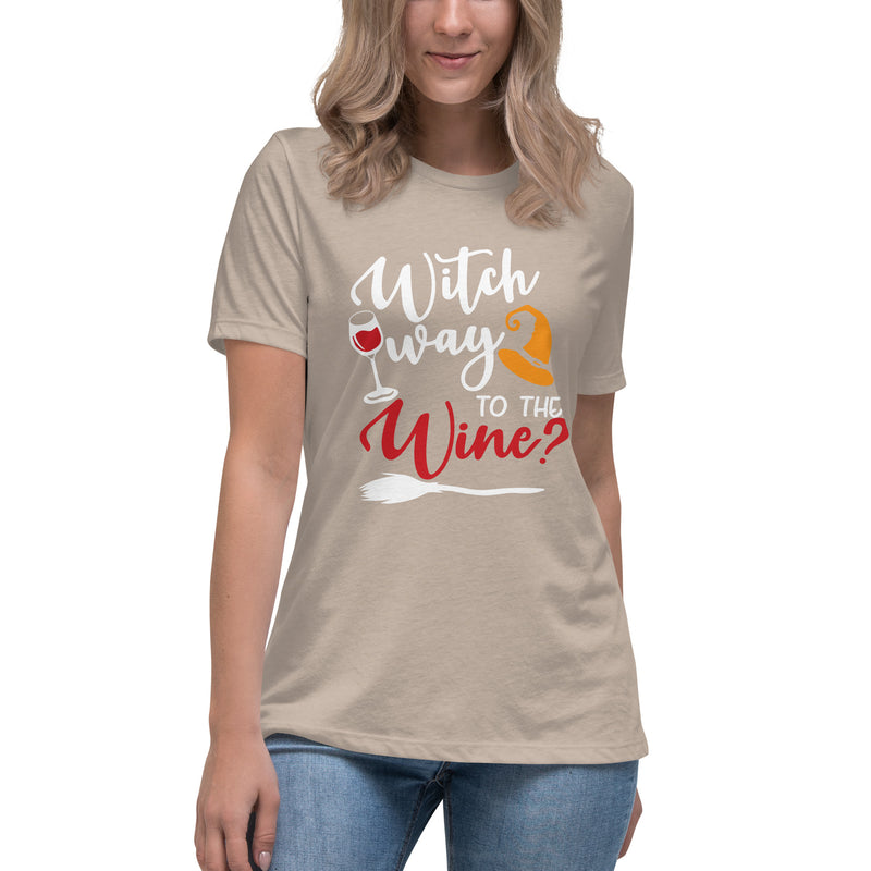 Camiseta ancha para mujer "Bruja camino al vino"