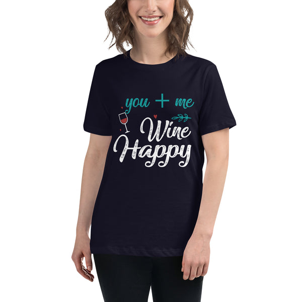 Camiseta ancha para mujer "Tú + Yo, vino feliz"