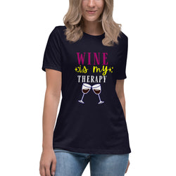 Camiseta ancha para mujer "El vino es mi terapia"