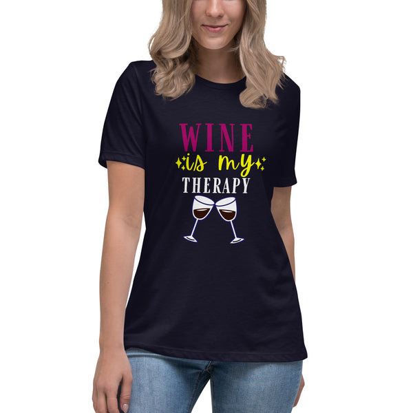 Camiseta ancha para mujer "El vino es mi terapia"